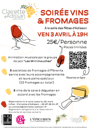 Soirée vins et fromages du 03/04/2026